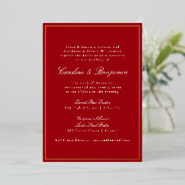 Formal Classic Red Gold Border Elegant Wedding  Folieneinladung