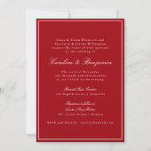 Formal Classic Red Script Elegant Wedding RSVP Einladung (Vorderseite)