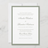 Formal Classic Sage Green Border Script Hochzeit Einladung (Vorderseite)