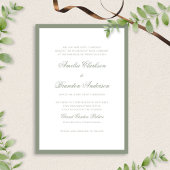 Formal Classic Sage Green Border Script Hochzeit Einladung