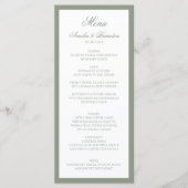 Formal Classic Sage Green Border Script Hochzeit Menükarte (Vorderseite)
