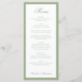 Formal Classic Sage Green Border Script Wedding Menükarte (Vorderseite)
