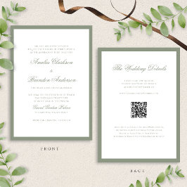 Formal Classic Sage Green Border Wedding QR Code Einladung