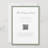 Formal Classic Sage Green Border Wedding QR Code Einladung (Rückseite)