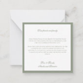 Formal Classic Sage Green Border Wedding Vielen Da Mitteilungskarte (Rückseite)