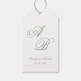 Formal Classic Sage Green Monogram Script Wedding Geschenkanhänger