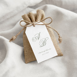 Formal Classic Sage Green Monogram Script Wedding Geschenkanhänger