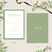 Formal Classic Sage Green Monogram Script Wedding RSVP Karte