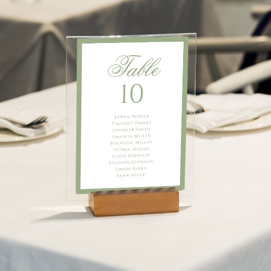 Formal Classic Sage Green Wedding Seating Chart Tischnummer