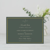Formal Classic Sage Monogram Wedding Save the Date Folieneinladung (Stehend vorne)