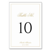 Formal Classic Script Black and Gold Wedding Tischnummer (Vorderseite)