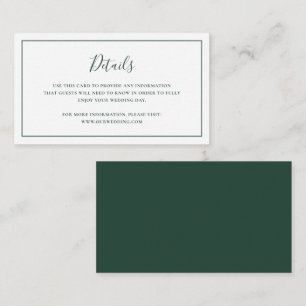 Formal Classic Simple Forest Green Elegante Hochze Begleitkarte