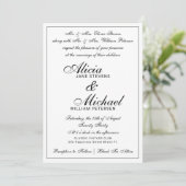 Formal classic traditional vintage white wedding einladung (Stehend Vorderseite)