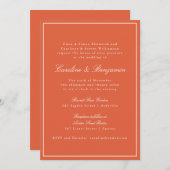 Formal Classic Warm Orange Script Elegante Hochzei Einladung (Vorne/Hinten)