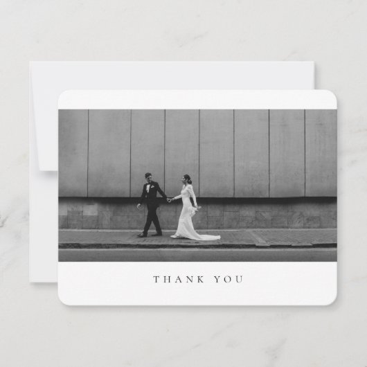 Formal Classic Wedding Photo Rounded Dankeskarte (Vorderseite)