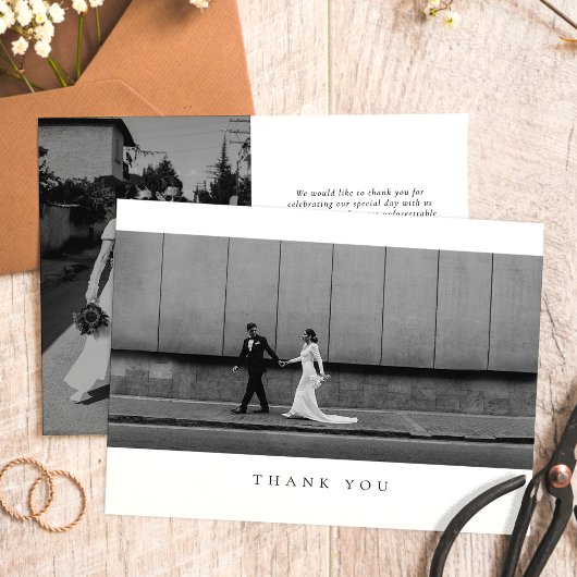 Formal Classic Wedding Photo Thank You Card Dankeskarte