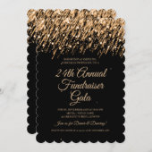 Formal Corporate Fundraiser Gold Falling Stars Einladung (Vorne/Hinten)