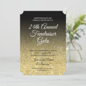 Formal Corporate Fundraiser Gold Glitzer Black Einladung (Stehend Vorderseite)