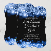 Formal Corporate Fundraiser Navy Blue Glam Lights Einladung (Vorne/Hinten)