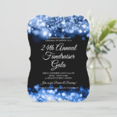 Formal Corporate Fundraiser Navy Blue Glam Lights Einladung (Stehend Vorderseite)