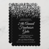 Formal Corporate Fundraiser Silver Falling Stars Einladung (Vorne/Hinten)