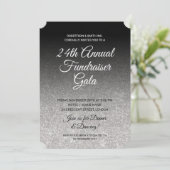Formal Corporate Fundraiser Silver Glitzer Black Einladung (Stehend Vorderseite)