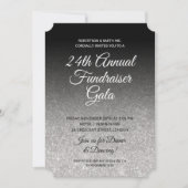 Formal Corporate Fundraiser Silver Glitzer Black Einladung (Vorderseite)