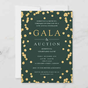 Formal Corporate Gala & Auktion Gold Glitzer Green Einladung