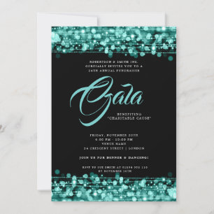 Formal Corporate Gala Ball Aquamarin Glam Lights Einladung