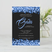 Formal Corporate Gala Ball Blue Glam Lights Einladung (Stehend Vorderseite)