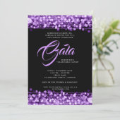 Formal Corporate Gala Ball Lila Glam Lights Einladung (Stehend Vorderseite)