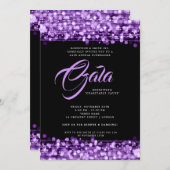 Formal Corporate Gala Ball Lila Glam Lights Einladung (Vorne/Hinten)