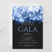 Formal Corporate Gala Ball Navy Sparkle Lights Einladung (Vorderseite)