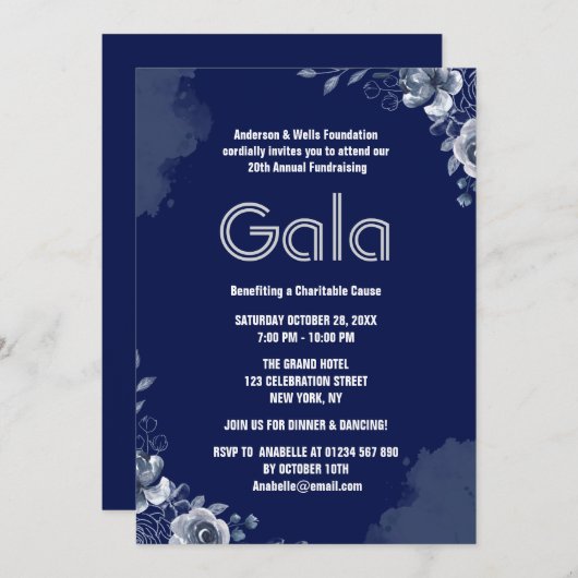 Formal Corporate Gala Ball Party Fundraiser Einladung (Vorne/Hinten)