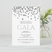 Formal Corporate Gala Ball Silver Glitzer Confetti Einladung (Stehend Vorderseite)