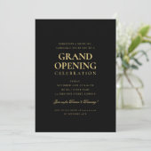 Formal Corporate Grand Opening Black & Gold Einladung (Stehend Vorderseite)