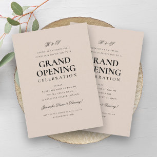 Formal Corporate Grand Opening Monogram Champagne Einladung