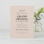Formal Corporate Grand Opening Monogram Champagne Einladung (Stehend Vorderseite)