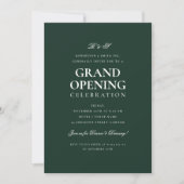 Formal Corporate Grand Opening Monogram Green Einladung (Vorderseite)