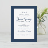 Formal Corporate Grand Opening Monogram Navy Einladung (Stehend Vorderseite)