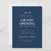 Formal Corporate Grand Opening Monogram Navy Einladung (Vorderseite)