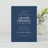 Formal Corporate Grand Opening Monogram Navy Einladung (Stehend Vorderseite)