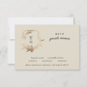 Formal Cream & Black Monogram Gold Wreath Wedding RSVP Karte (Vorderseite)