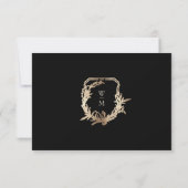 Formal Cream & Black Monogram Gold Wreath Wedding RSVP Karte (Rückseite)