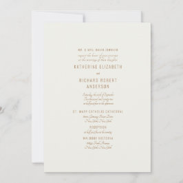 Formal Cream Gold Text Zwei Venue Bride Eltern Einladung