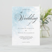 Formal Cyan Blue Watercolor Einladung zur Hochzeit