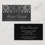 Formal Damask Horizontal - Schwarz Visitenkarte (Vorne/Hinten)