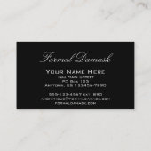 Formal Damask Horizontal - Schwarz Visitenkarte (Rückseite)