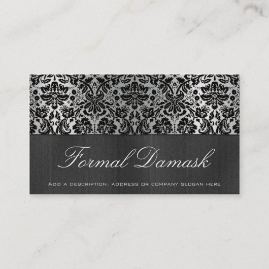 Formal Damask Horizontal - Schwarz Visitenkarte (Vorderseite)