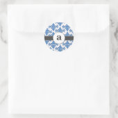 Formal Damask Monogram Runder Aufkleber (Tasche)